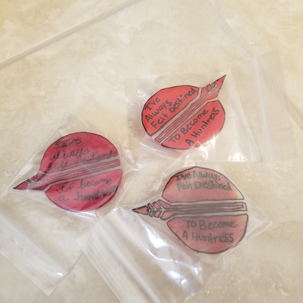 Pyrrha Shrinky Dinks pins